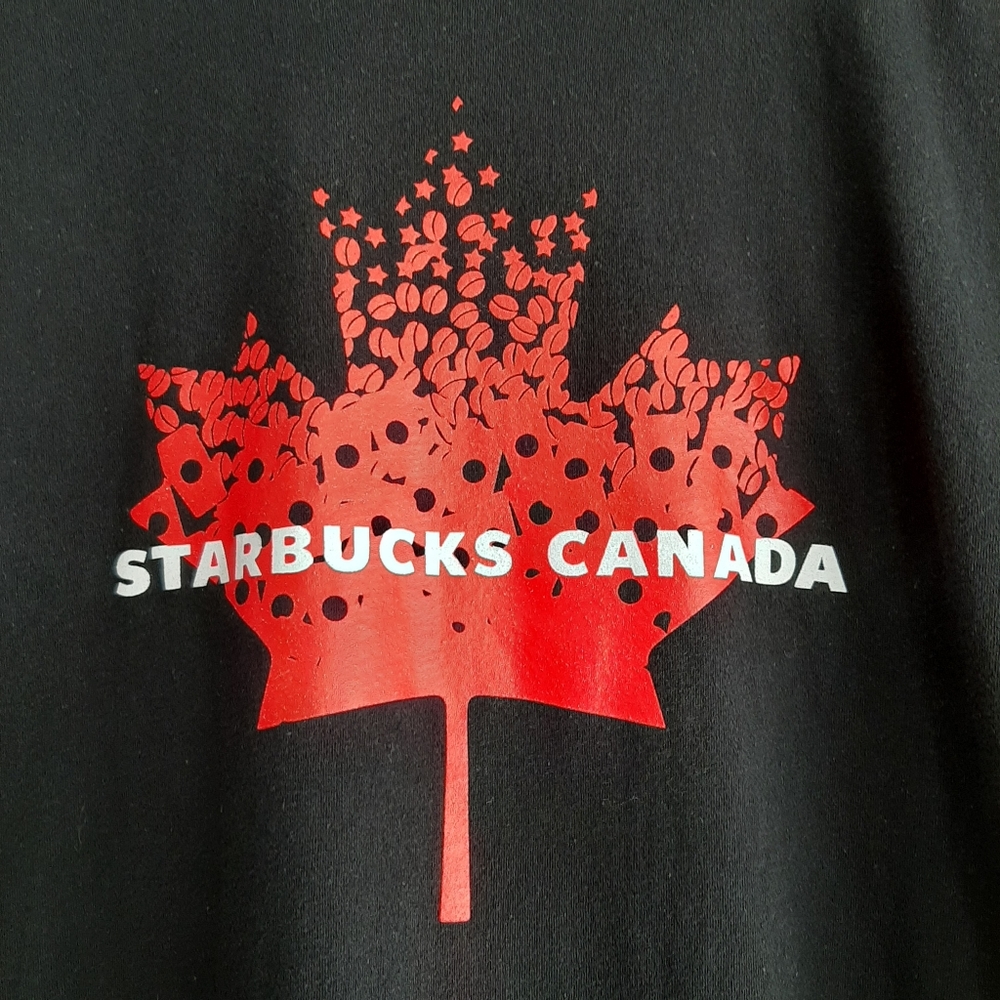 🍒 STARBUCKS CANADA American Apparel Maple Leaf Coffee T-shirt Sz M - Picture 5 of 11